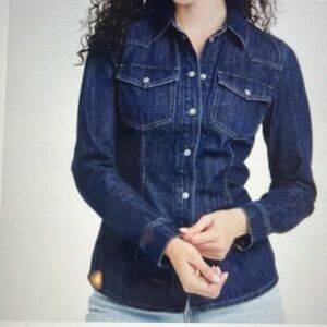 NWT Universal Thread  Shirt Denim Dark Wash Snap Buttons Slim Fit Western Size 4